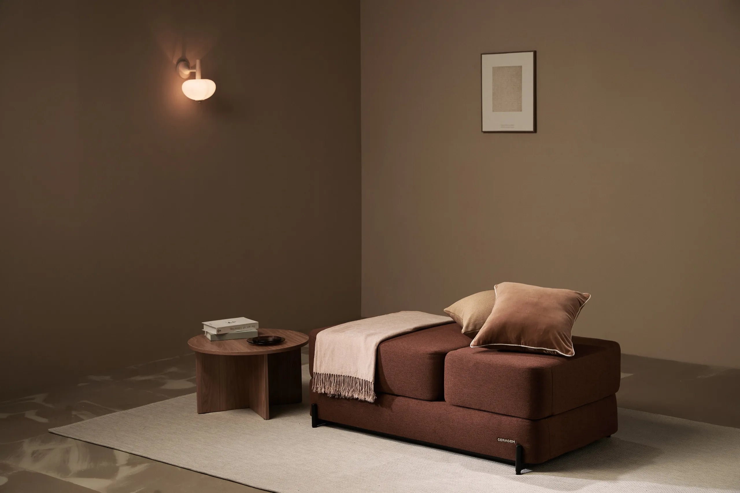 The Master S4 folded into a compact ottoman in a soft-lit, elegant room
