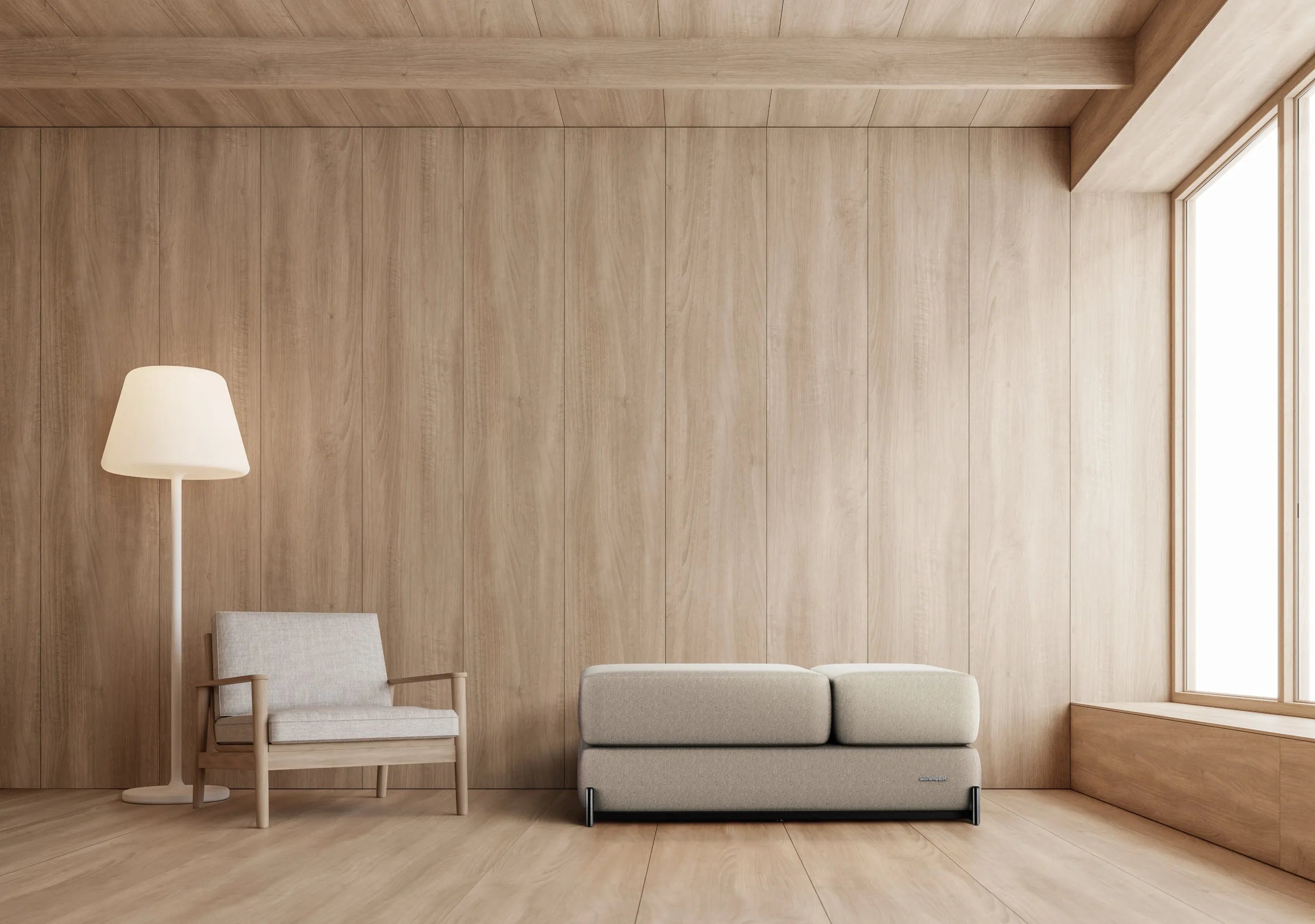 The Master S4 in a light-wood, Scandinavian-inspired living room